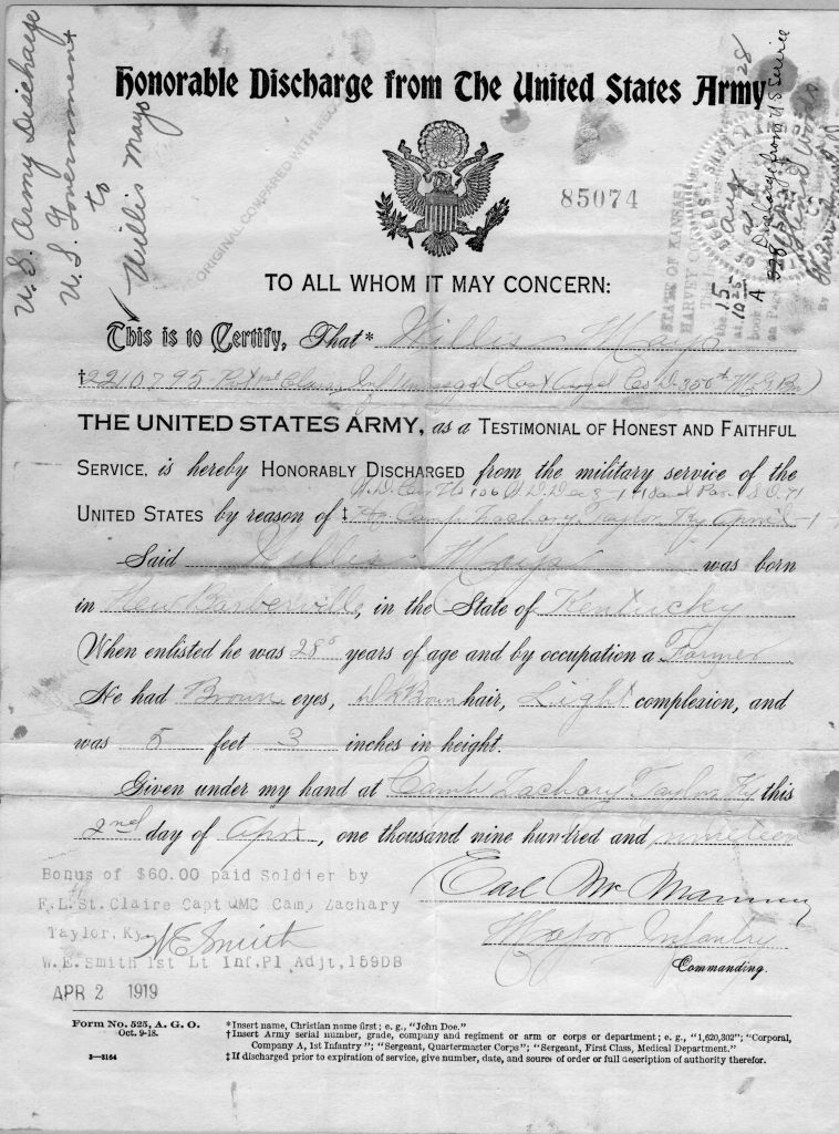 Honorable Discharge from The United States Army (page 1 of 2)