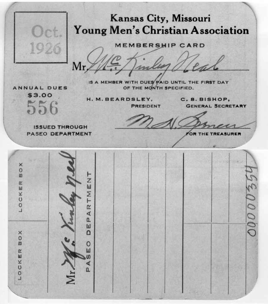 Young Men’s Christian Association membership card for McKinley Neal