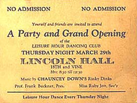 Invitation to party at, and grand opening of Lincoln Hall
