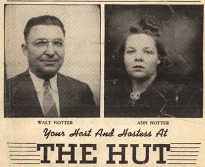 Newspaper article advertising the host and hostess of The Hut Jazz Club