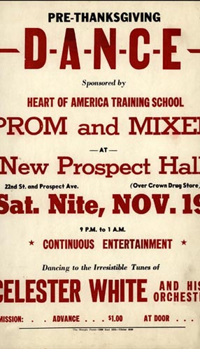 Flier advertising Pre-Thanksgiving dance, prom and mixer