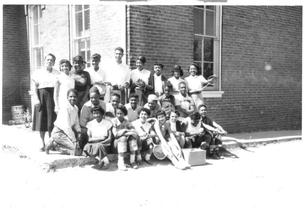 Group photograph at a school closing picnic