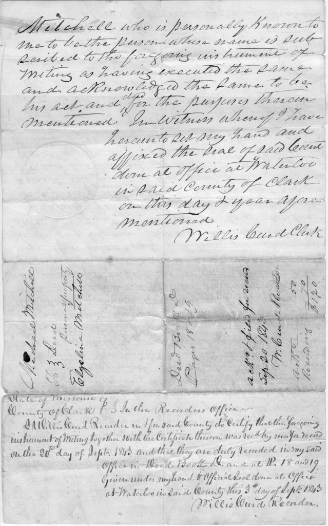 Bill of Sale for two female and two male slaves in Clark County, Missouri (Page 2 of 2)