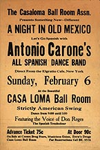 Flier advertising Antonio Carone’s All Spanish Dance Band at Casa Loma Ballroom